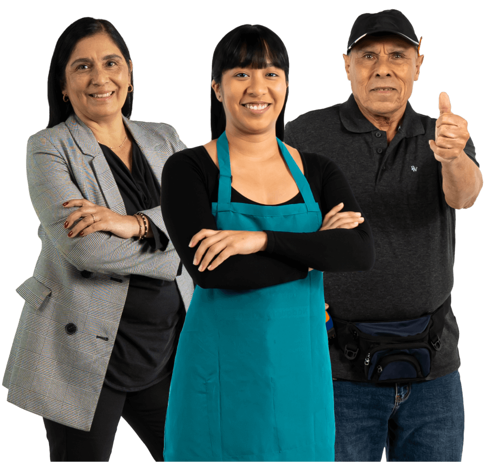 Personas de distintas edades y perfiles posando con actitud positiva, representando los productos financieros de Coopac San Miguel para todos los perfiles