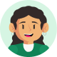 Ilustración de Ángela Lyn, miembro del equipo de Coopac San Miguel, con estilo caricaturesco y fondo verde claro