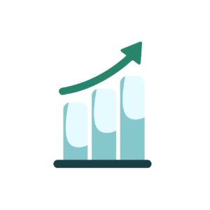 Ícono Ratio Capital con gráfica ascendente representando crecimiento económico en Coopac San Miguel